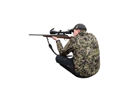 Siddende og/eller knælende skydestilling uden anlæg